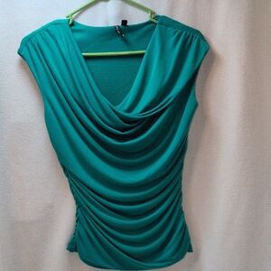 Love Teal Draped Blouse
